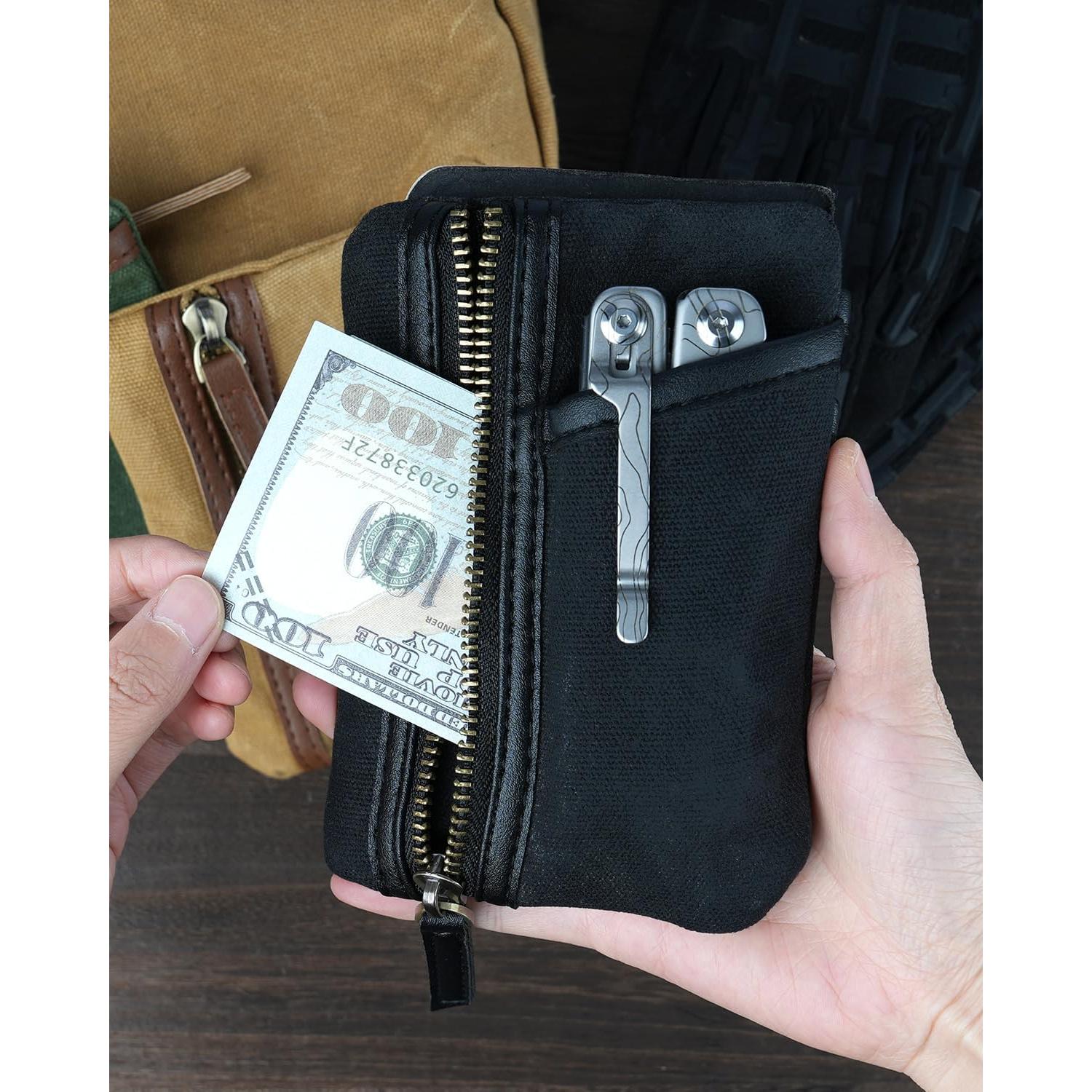 Bolsa EDC SAYRAM SP10 de Lona Encera Negra, Organizador Compacto