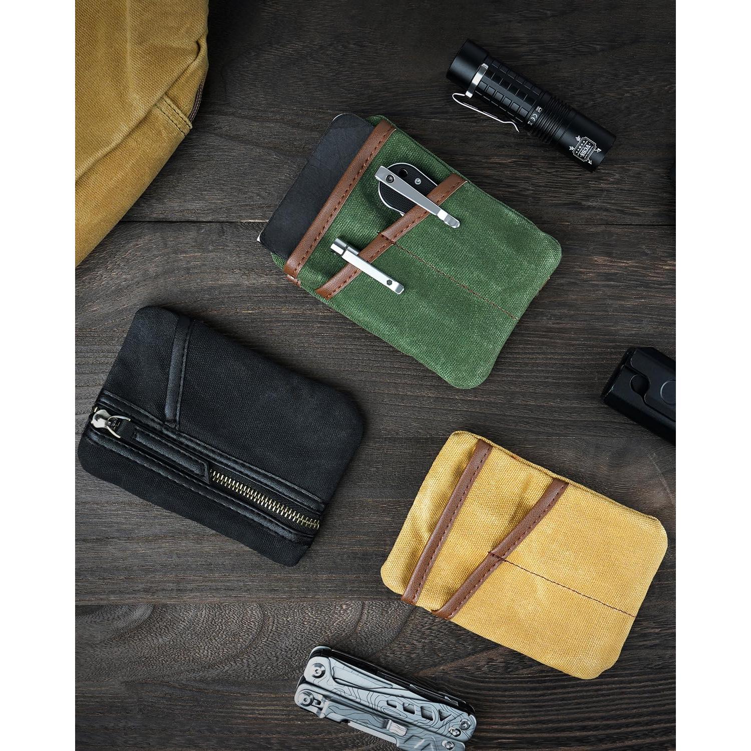 Bolsa EDC SAYRAM SP10 de Lona Encera Negra, Organizador Compacto