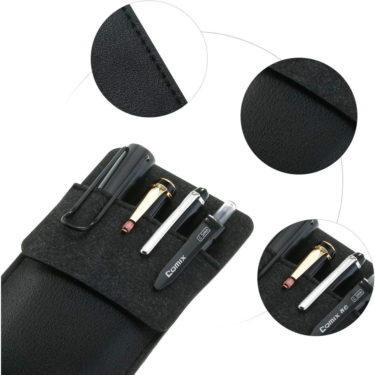 Funda de Bolígrafos Outus 4 Pack de Cuero Negro 15.7x7.6cm