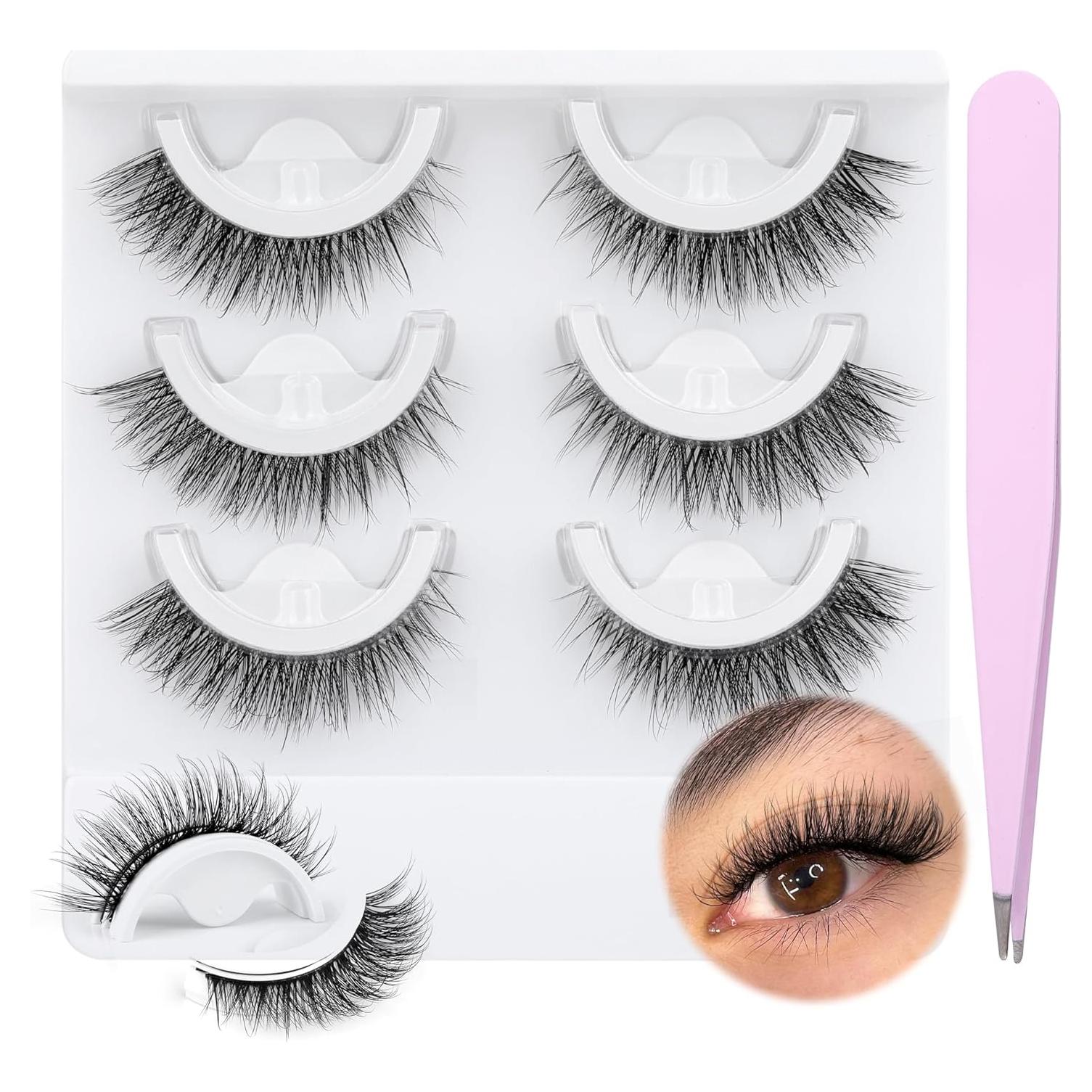 Pestañas Autoadhesivas Wiwoseo 16MM Naturales Reutilizables 3 Pares