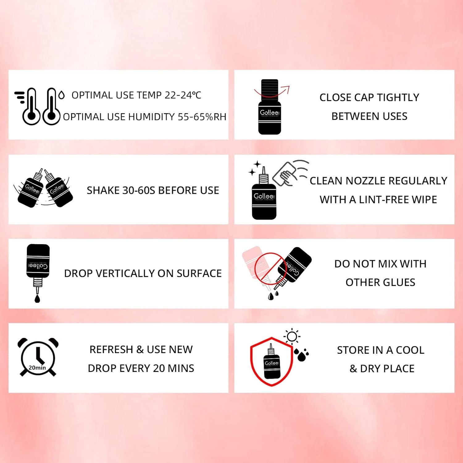 Pegamento para Extensiones de Pestañas GOLLEEPRO 5ml - Secado Rápido 1-2s