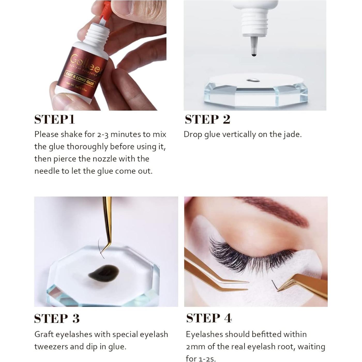 Pegamento para Extensiones de Pestañas GOLLEEPRO 5ml - Secado 1s