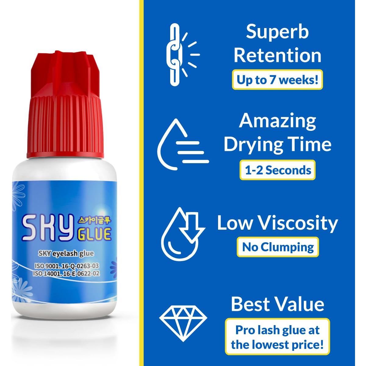 2 Botellas Adhesivo Sky Glue S+ 5ml para Pestañas Semipermanentes