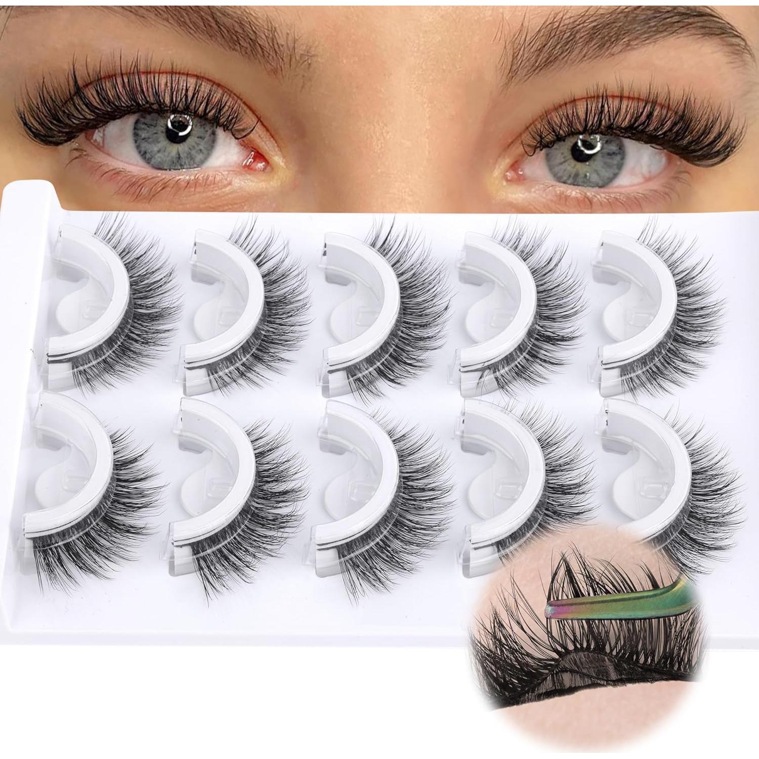 Pestañas Autoadhesivas Cortas YDAGKH 8-14mm Naturales 5 Pares