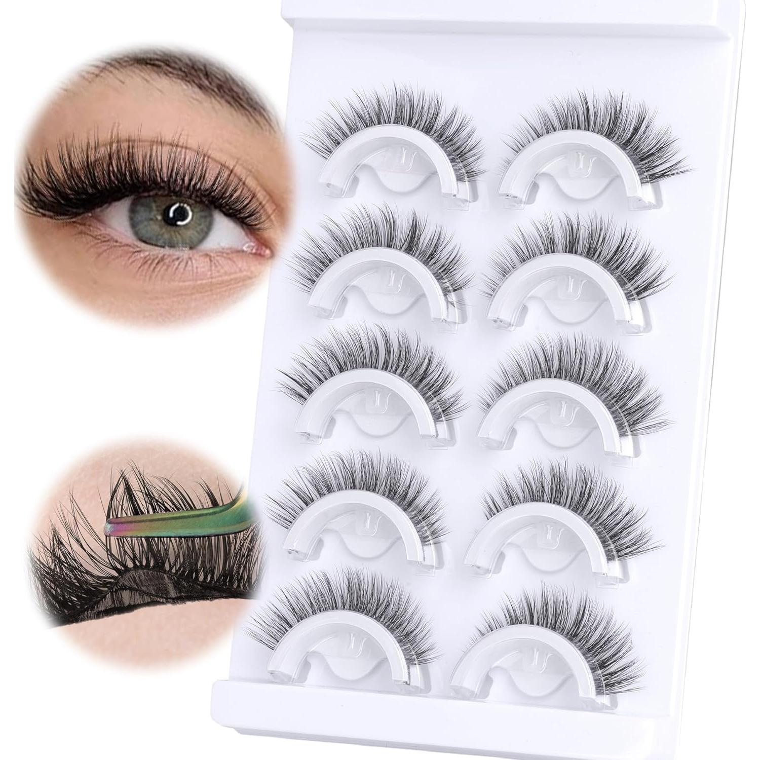 Pestañas Autoadhesivas Cortas YDAGKH 8-14mm Naturales 5 Pares