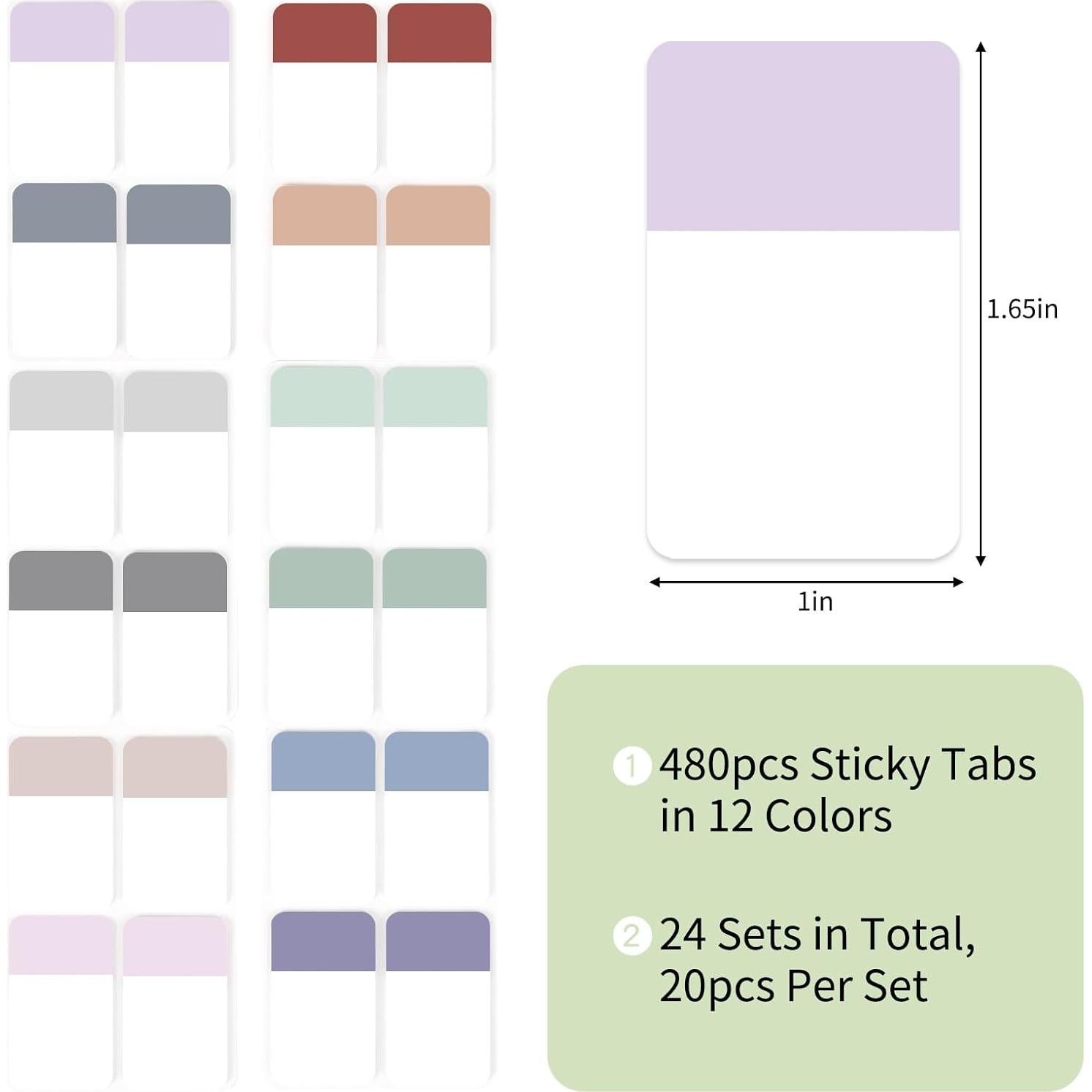 Etiquetas Adhesivas Reposicionables EOOUT 480 Piezas 12 Colores