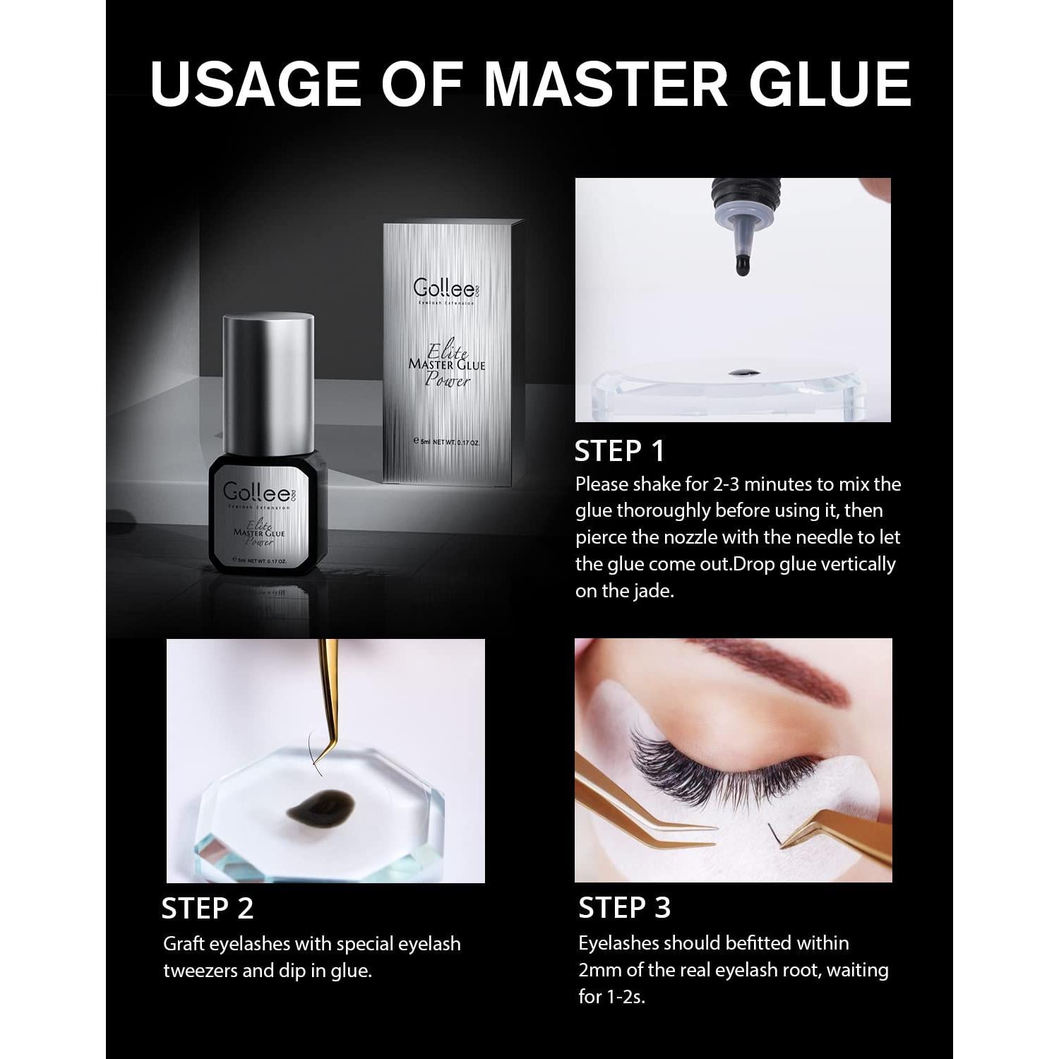 Pegamento para Extensiones de Pestañas GOLLEEPRO 5ml Secado Rápido