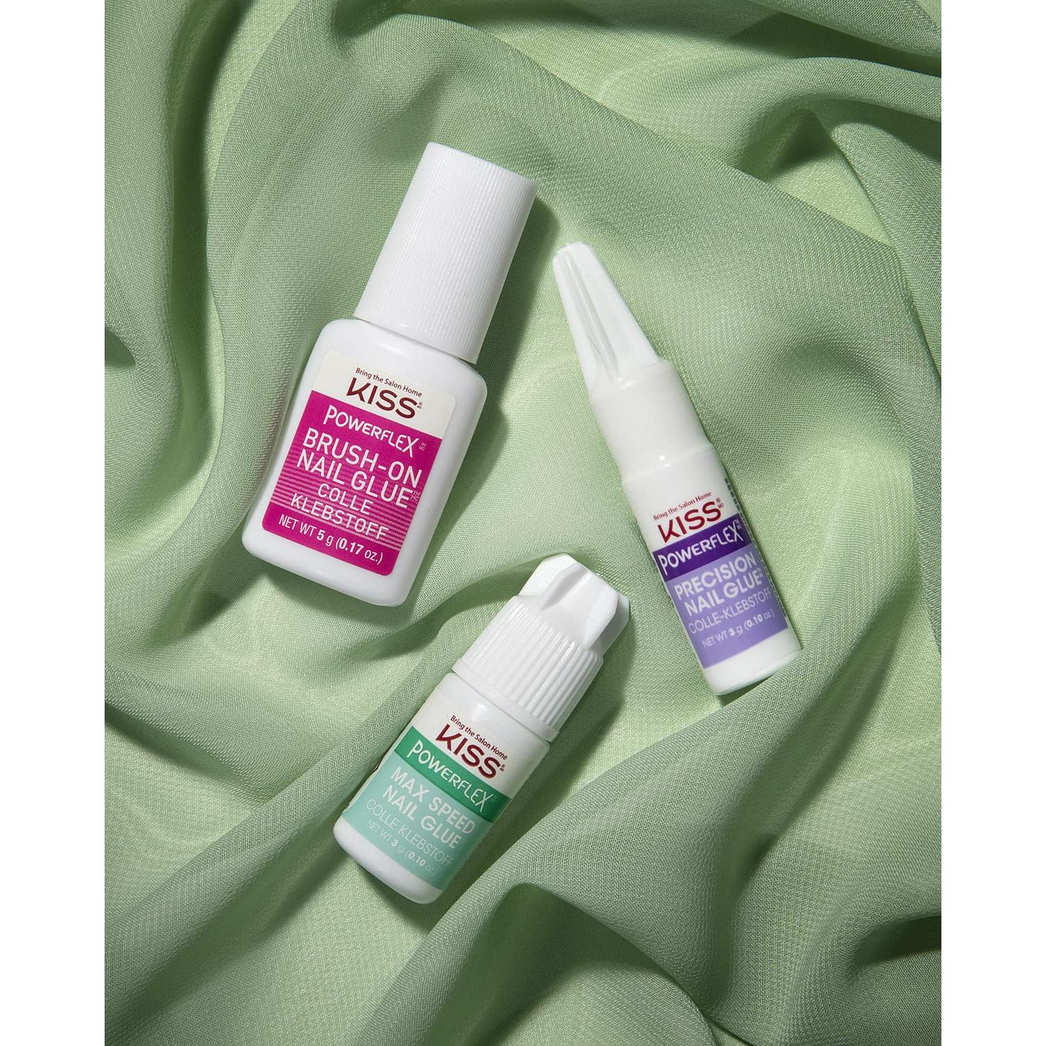 KISS PowerFlex Maximum Speed Nail Glue - Fast Drying Adhesive for Glue-On Nails & Repairs with Nozzle Tip Applicator, Ideal for Tips & Wraps, Net Wt. 0.10 oz (3g)