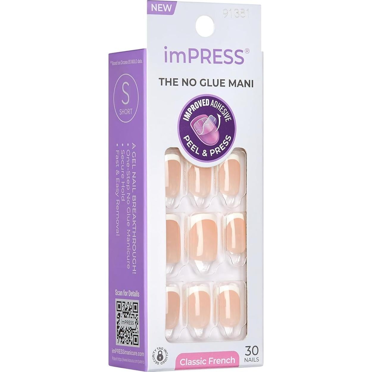 KISS imPRESS Uñas Postizas Francesas Sin Pegamento 30 Uñas