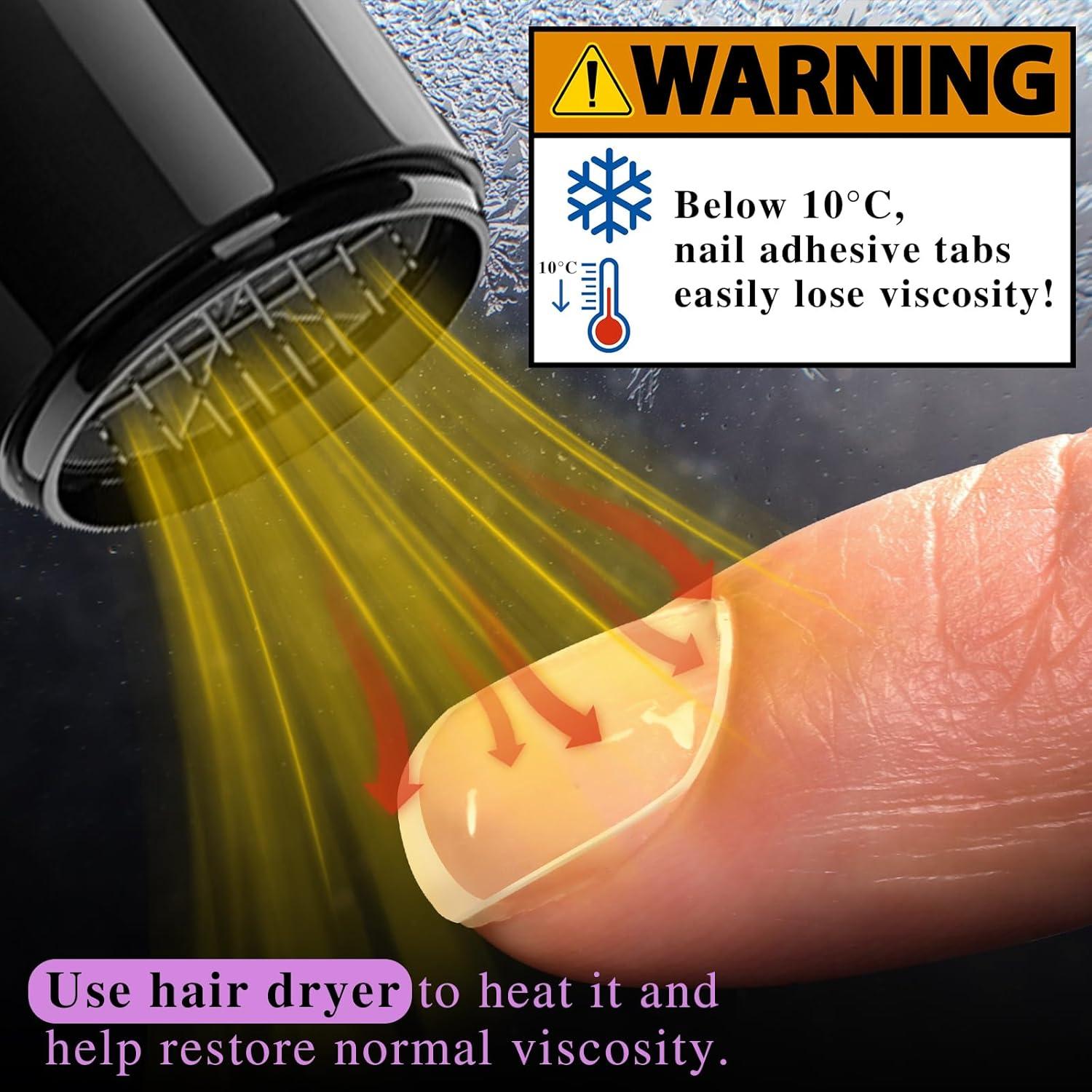 Pestañas Adhesivas para Uñas Postizas Teenitor - 600 Piezas, 15 Tamaños