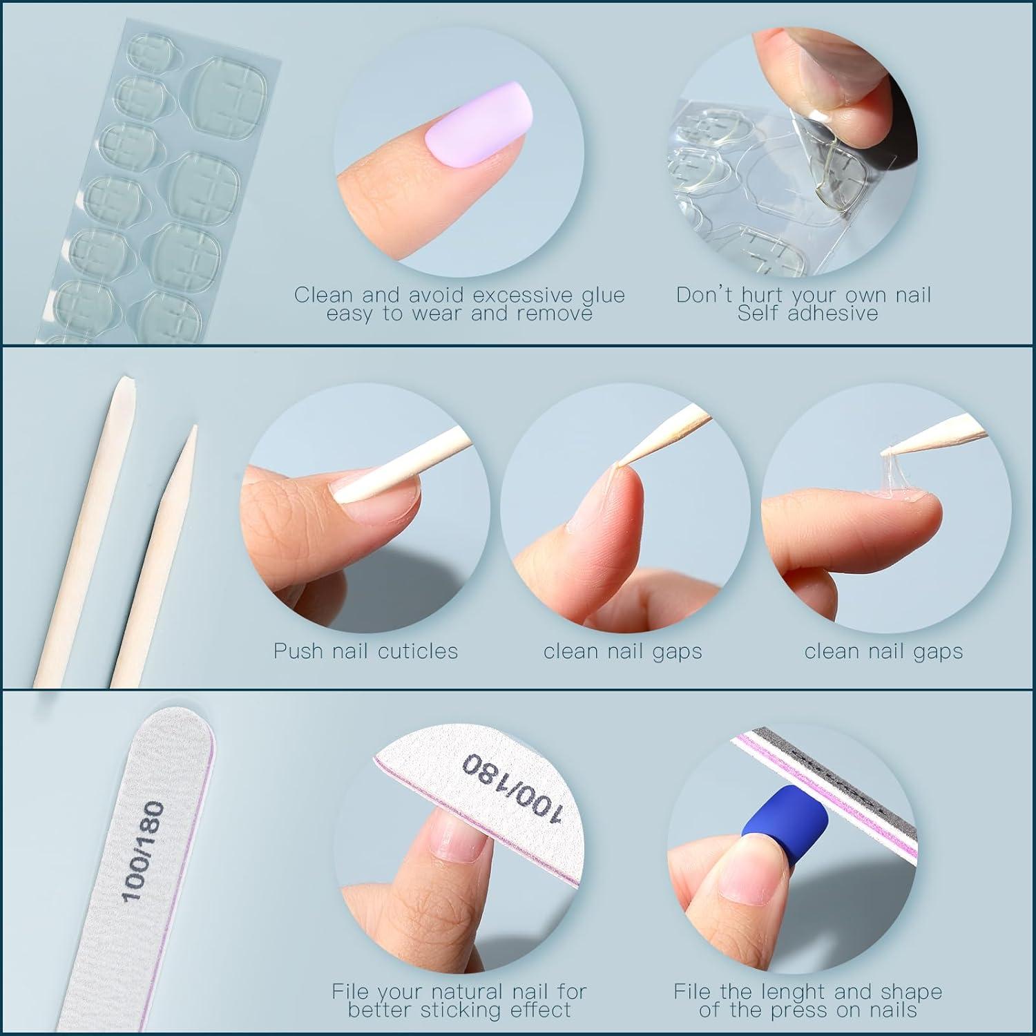 Uñas Postizas Cortas FANDAMEI 576pcs 24 Colores Mate y Brillantes