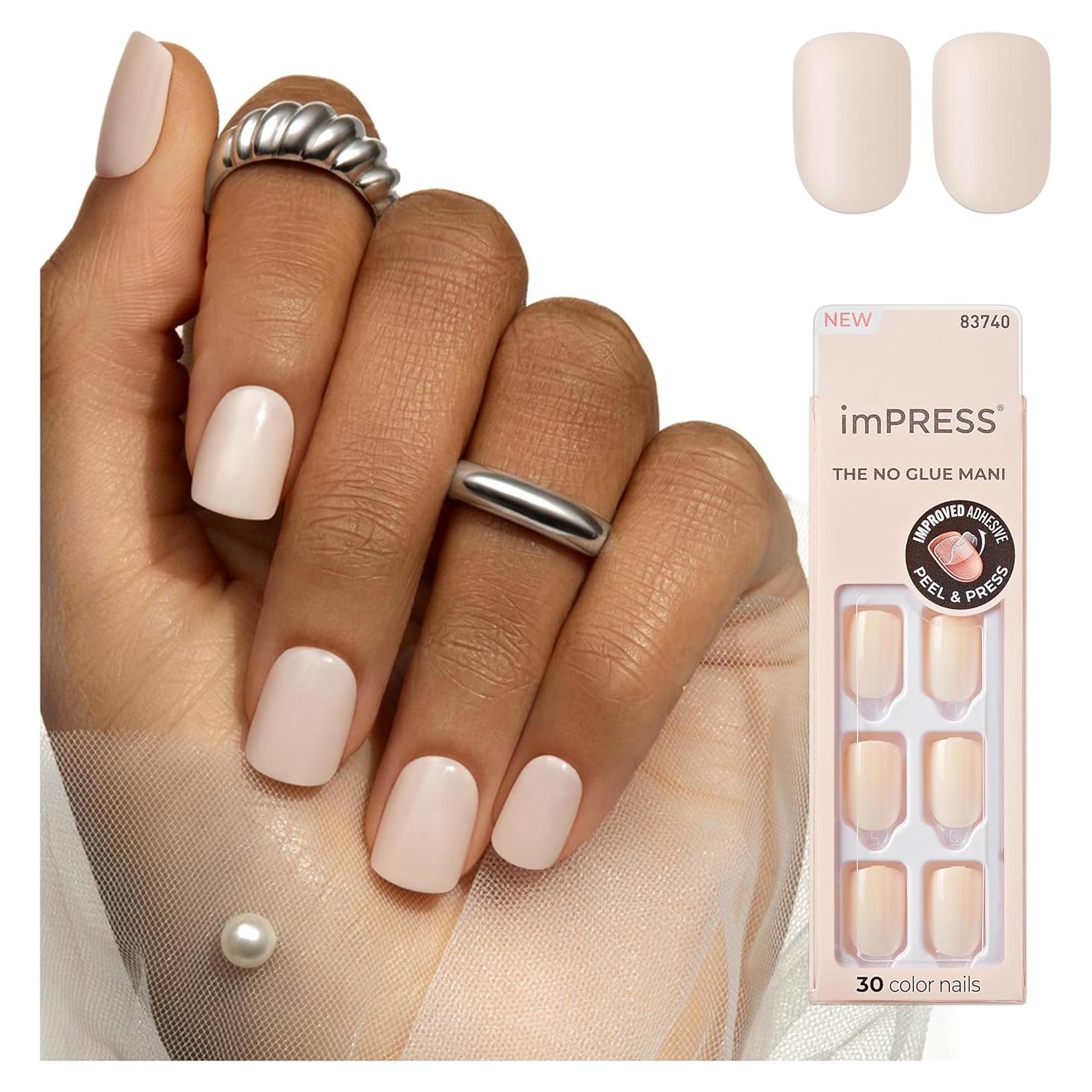 Uñas Postizas KISS imPRESS Cortas Punto Rosa 30 Uñas