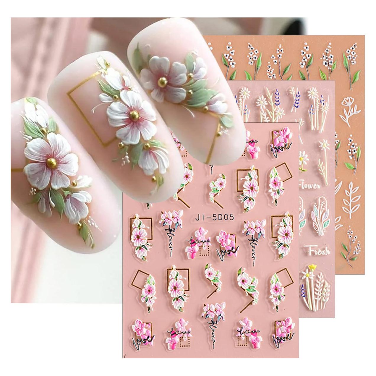 Calcomanías Autoadhesivas para Uñas 3D Jmeowio - 4 Hojas