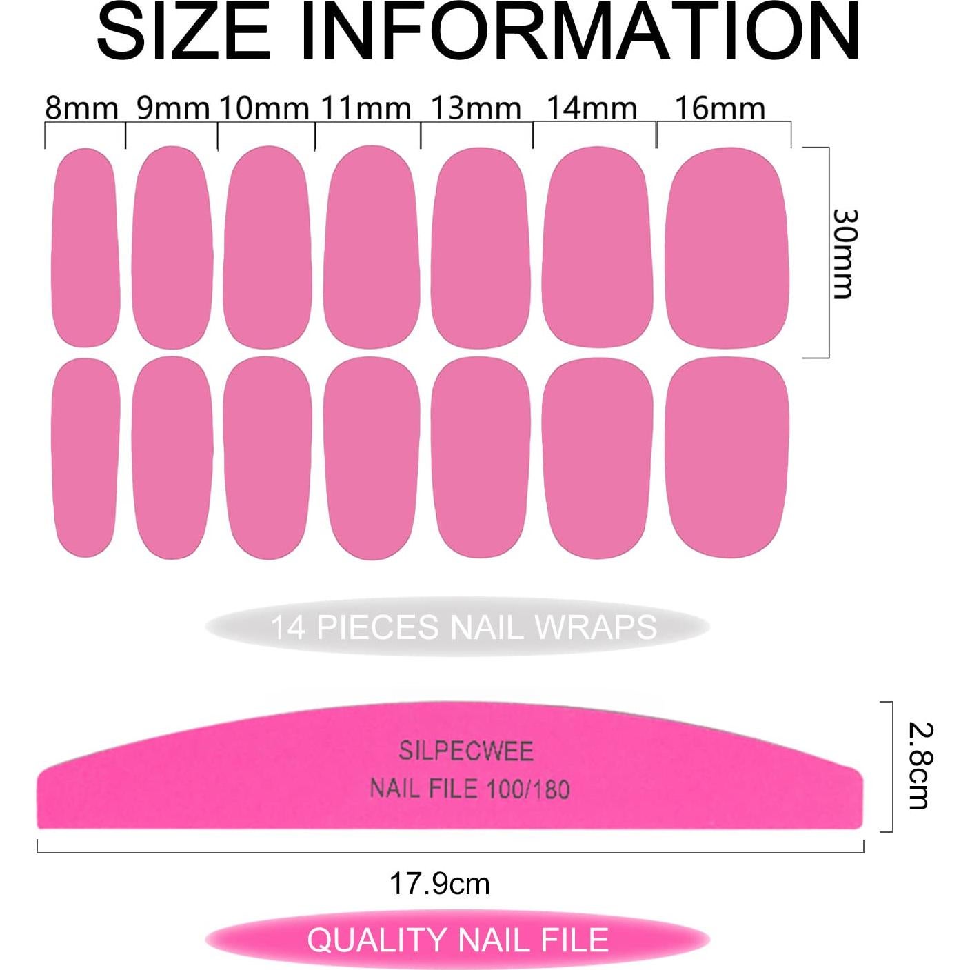 Calcomanías de Esmalte de Uñas SILPECWEE - 16 Hojas + Lima