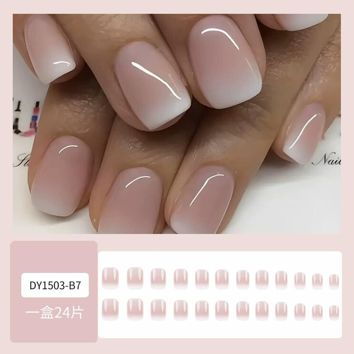 Uñas Postizas Acrílicas Cuadradas Juggssa 24PCS Brillantes