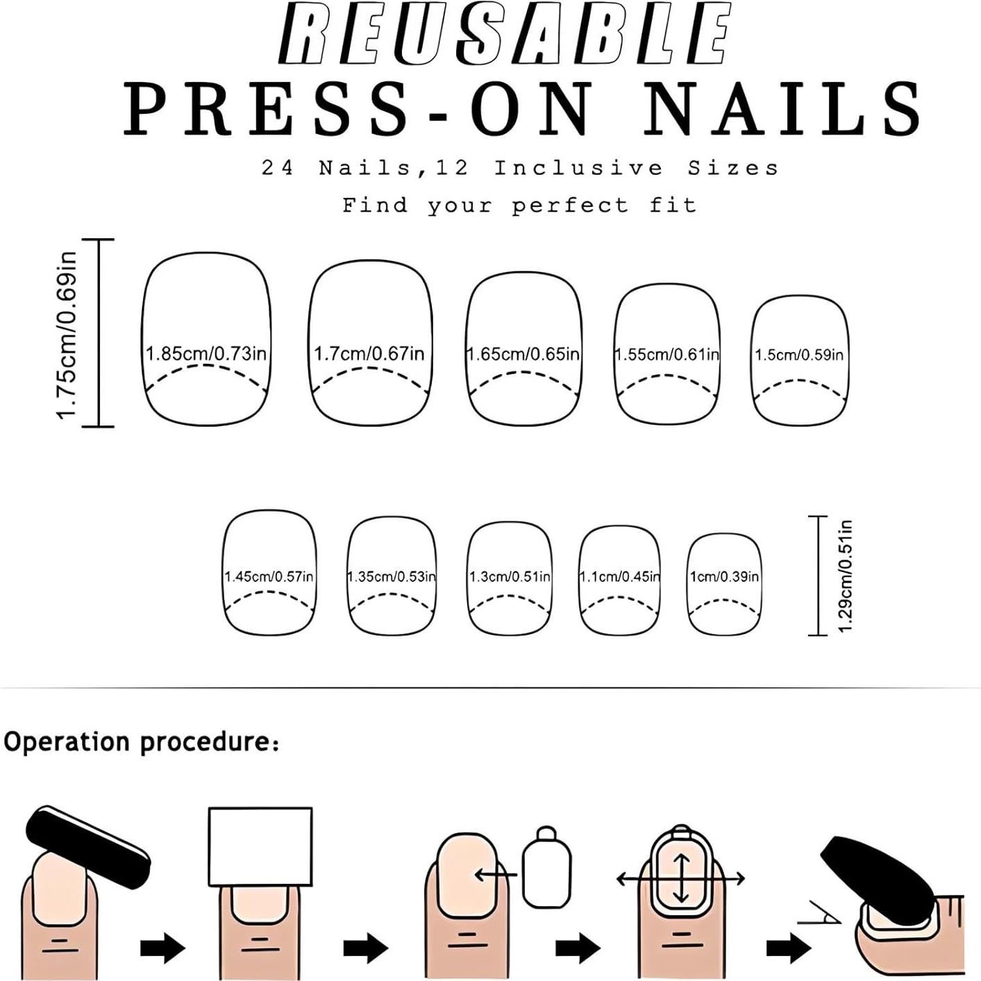 Uñas Postizas Acrílicas Cuadradas Juggssa 24PCS Brillantes