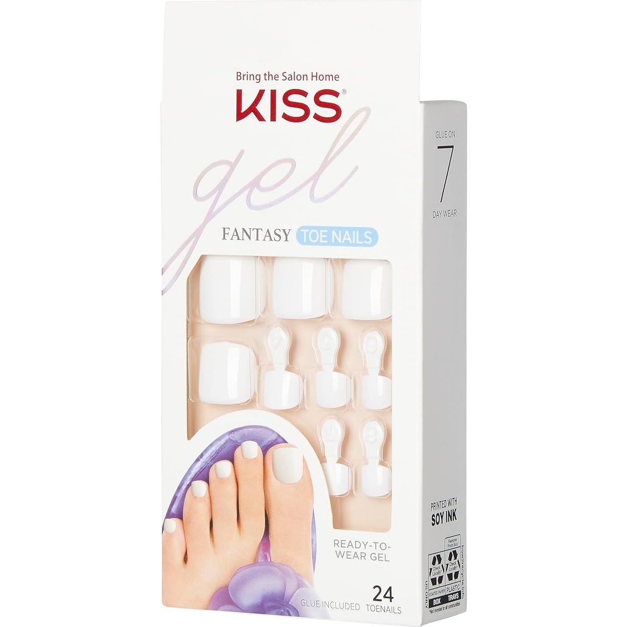 KISS Gel Fantasy Uñas Postizas Clásicas 28 Piezas con Pegamento