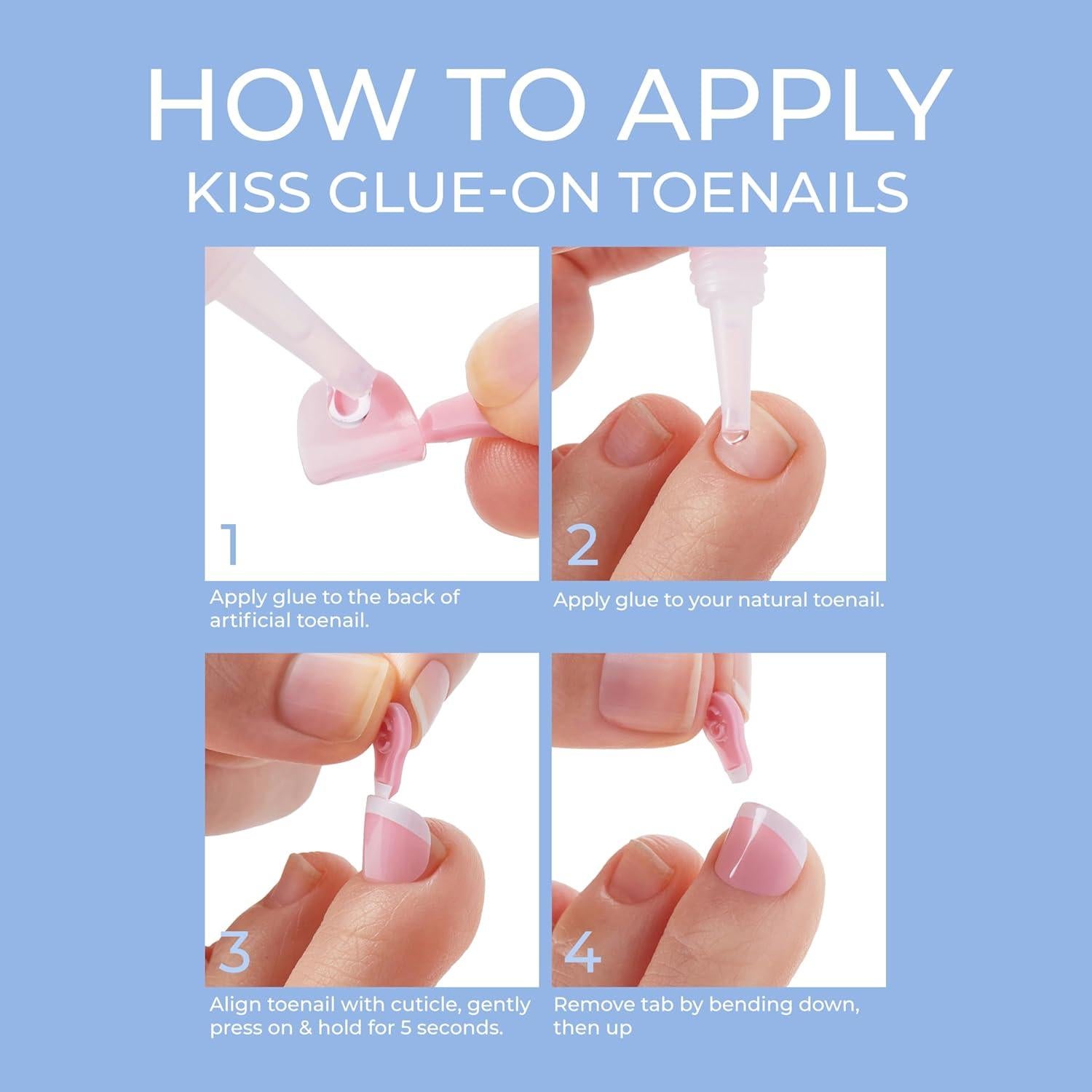 KISS Gel Fantasy Uñas Postizas Clásicas 28 Piezas con Pegamento