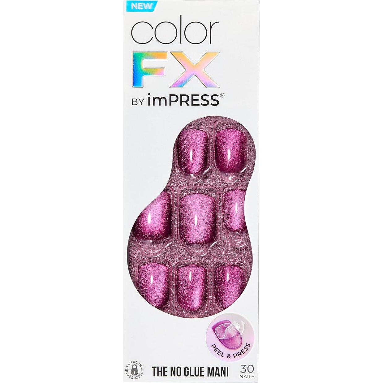 Uñas Postizas KISS imPRESS No Glue Mani Rosa Oscuro Cortas