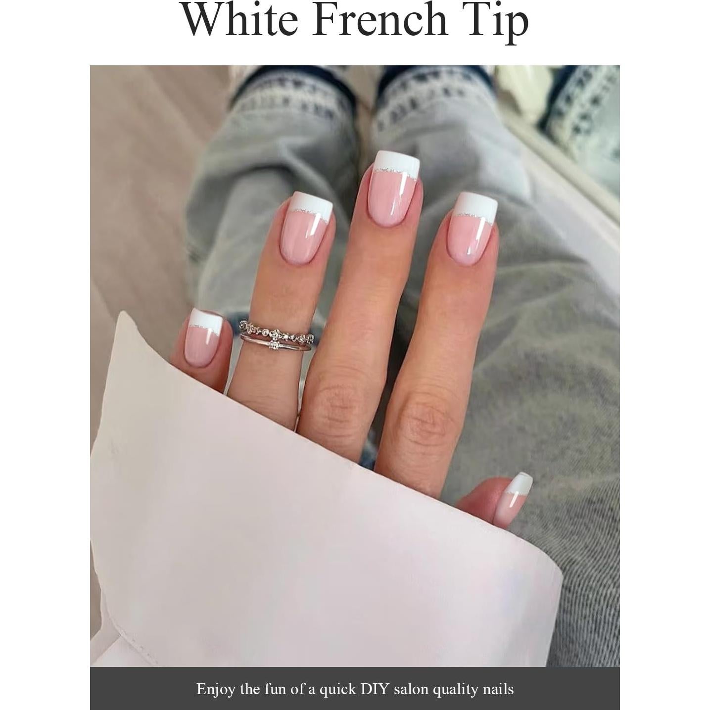 Tiras de Uñas de Gel Semi Curadas AutyaMee 20 Piezas Francesa