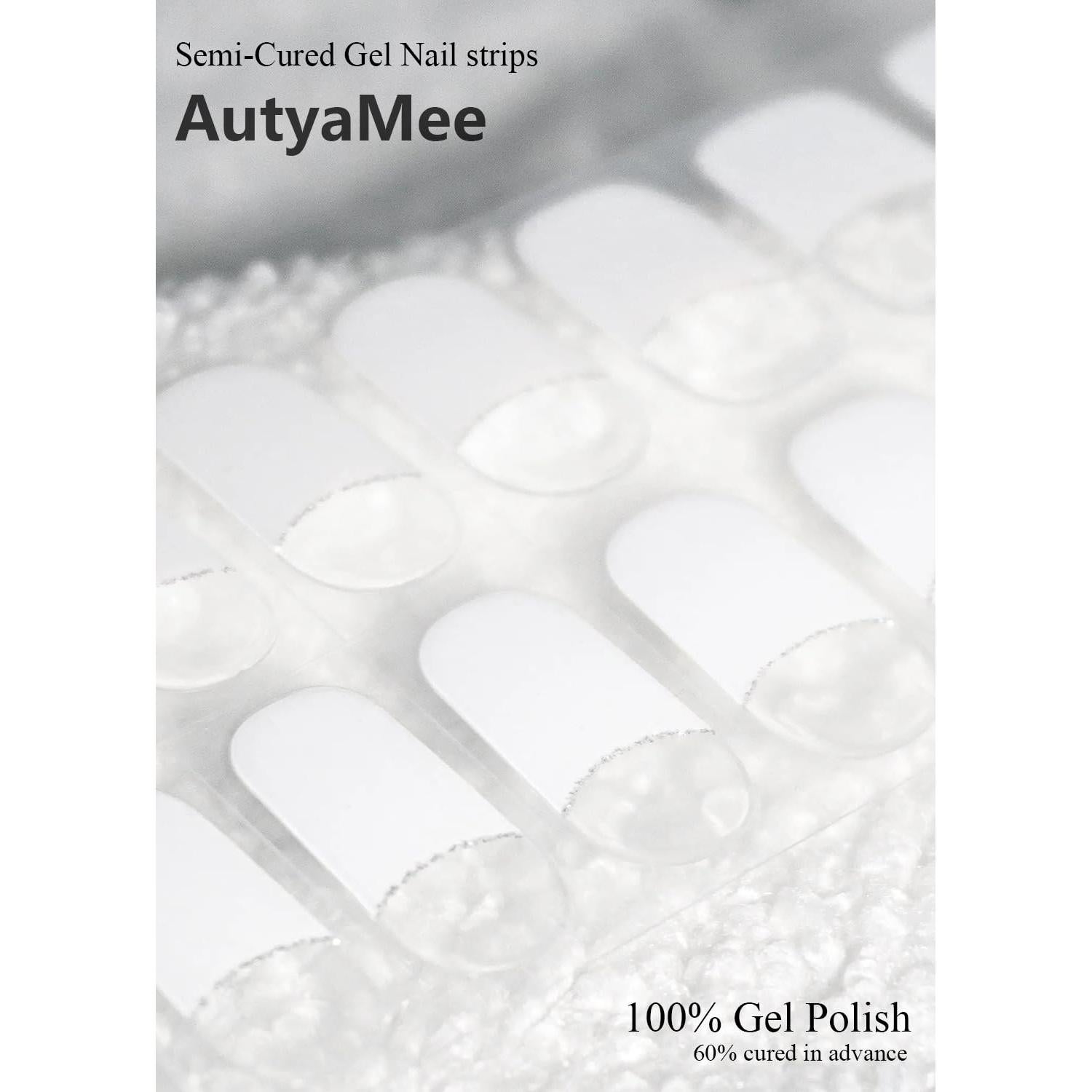 Tiras de Uñas de Gel Semi Curadas AutyaMee 20 Piezas Francesa