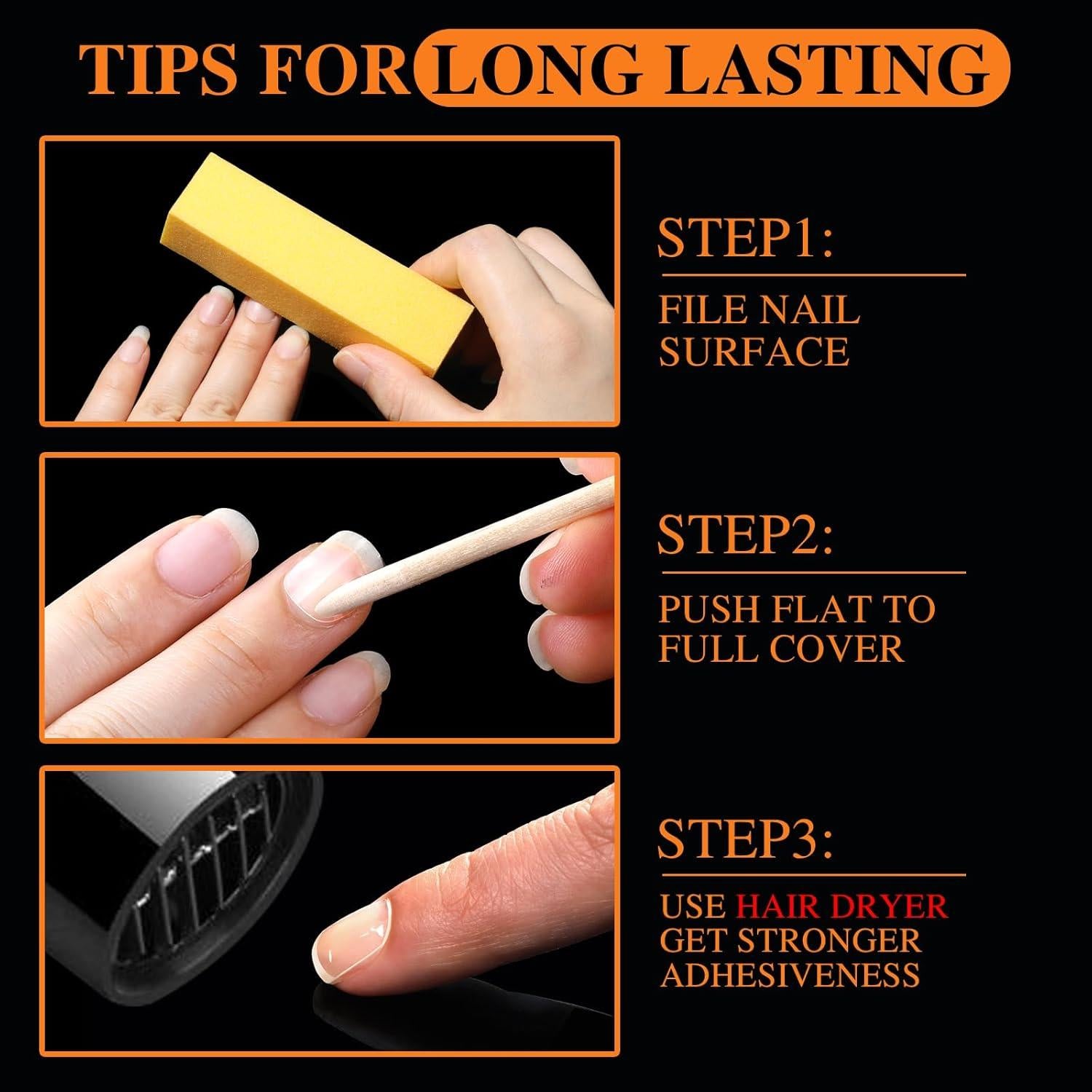 Pestañas Adhesivas para Uñas Teenitor 900 Piezas 15 Tamaños