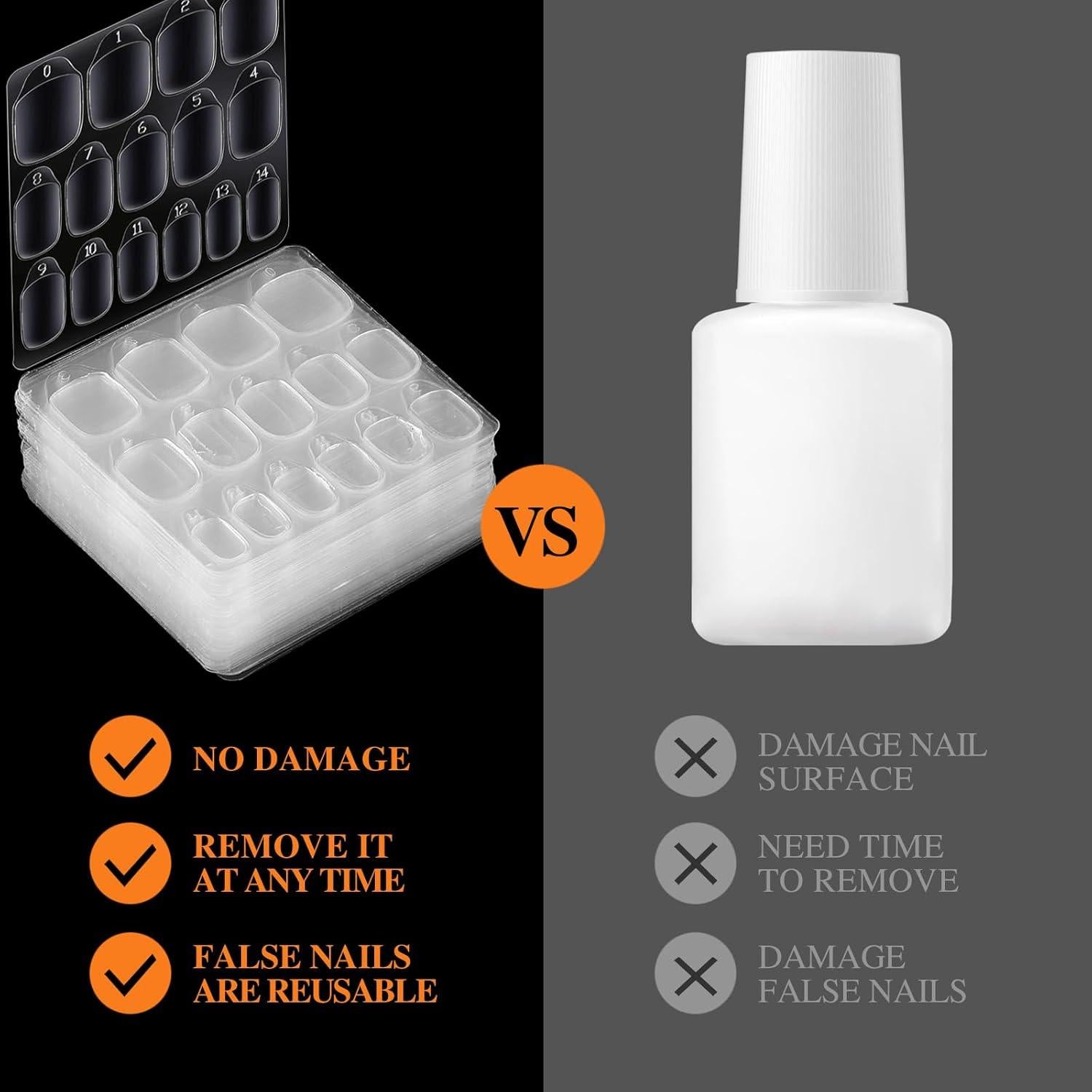 Pestañas Adhesivas para Uñas Teenitor 900 Piezas 15 Tamaños