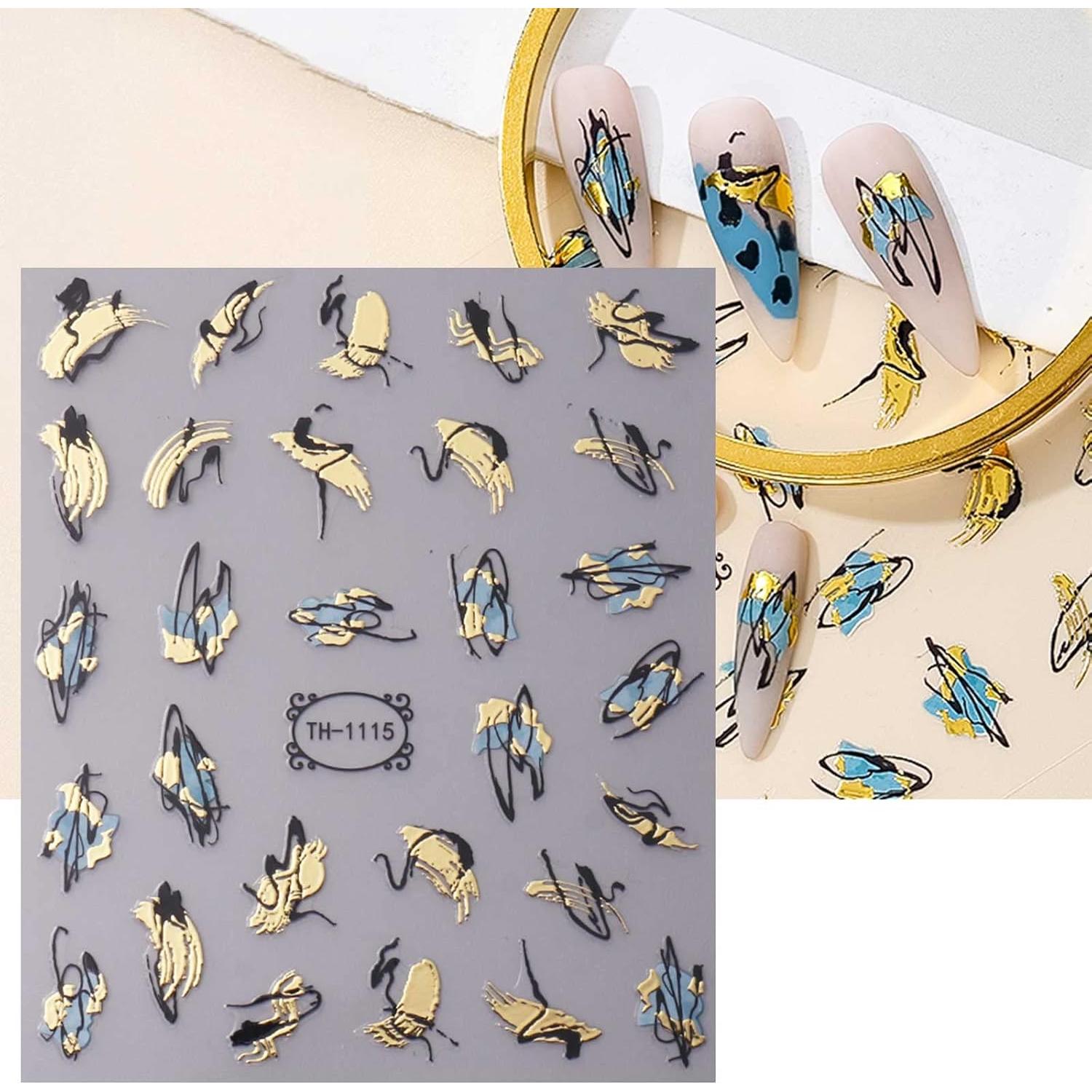 Pegatinas de Uñas Autoadhesivas JMEOWIO 8 Hojas Diseño Mármol