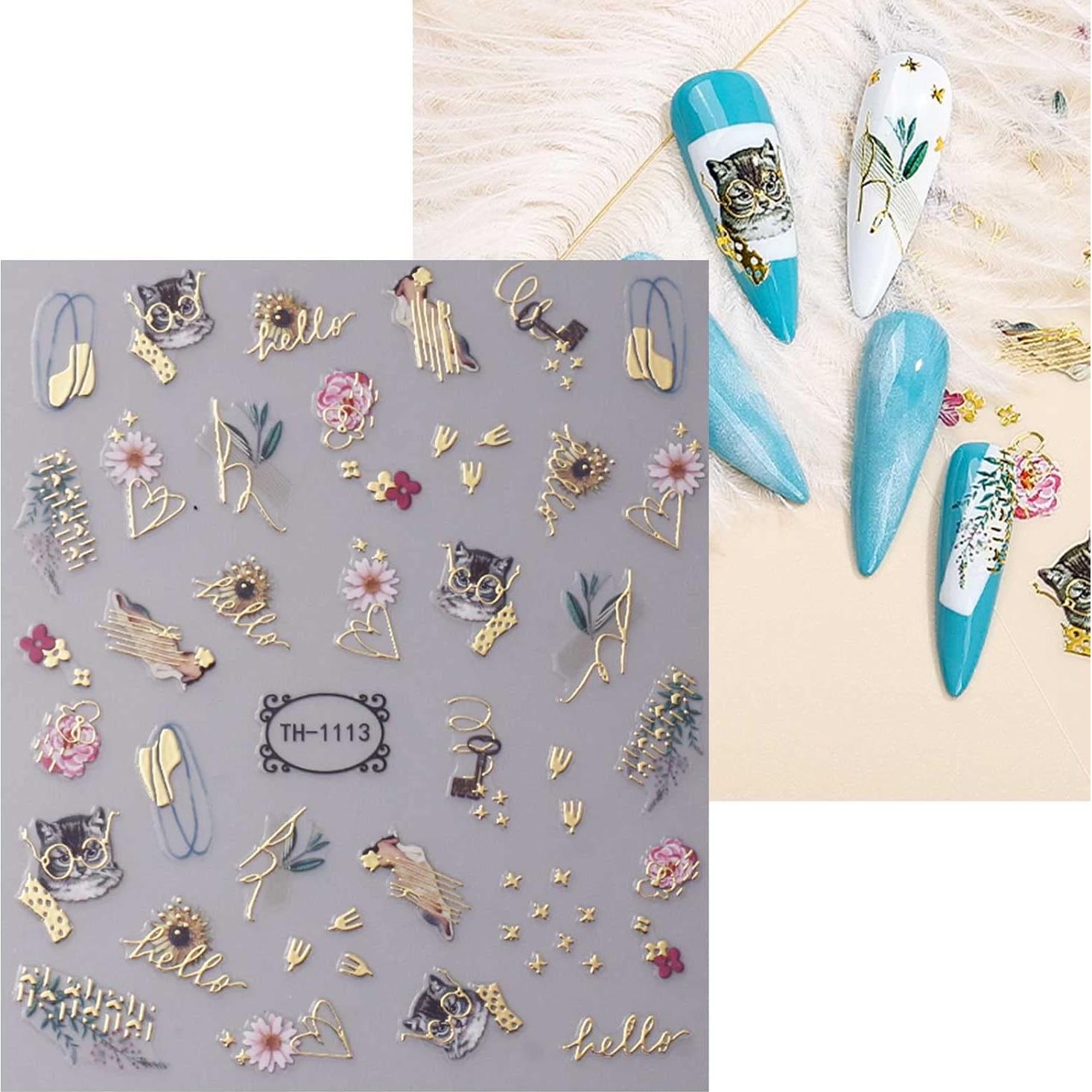 Pegatinas de Uñas Autoadhesivas JMEOWIO 8 Hojas Diseño Mármol