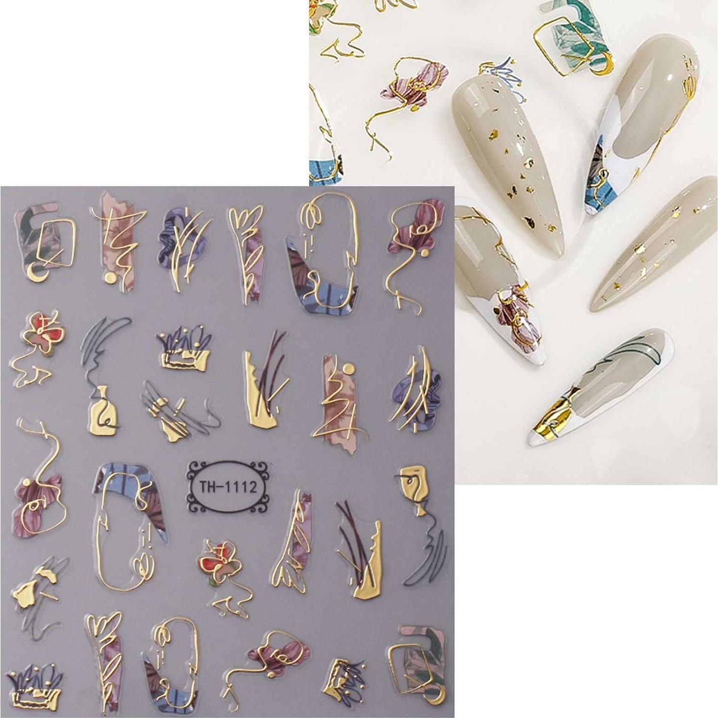 Pegatinas de Uñas Autoadhesivas JMEOWIO 8 Hojas Diseño Mármol