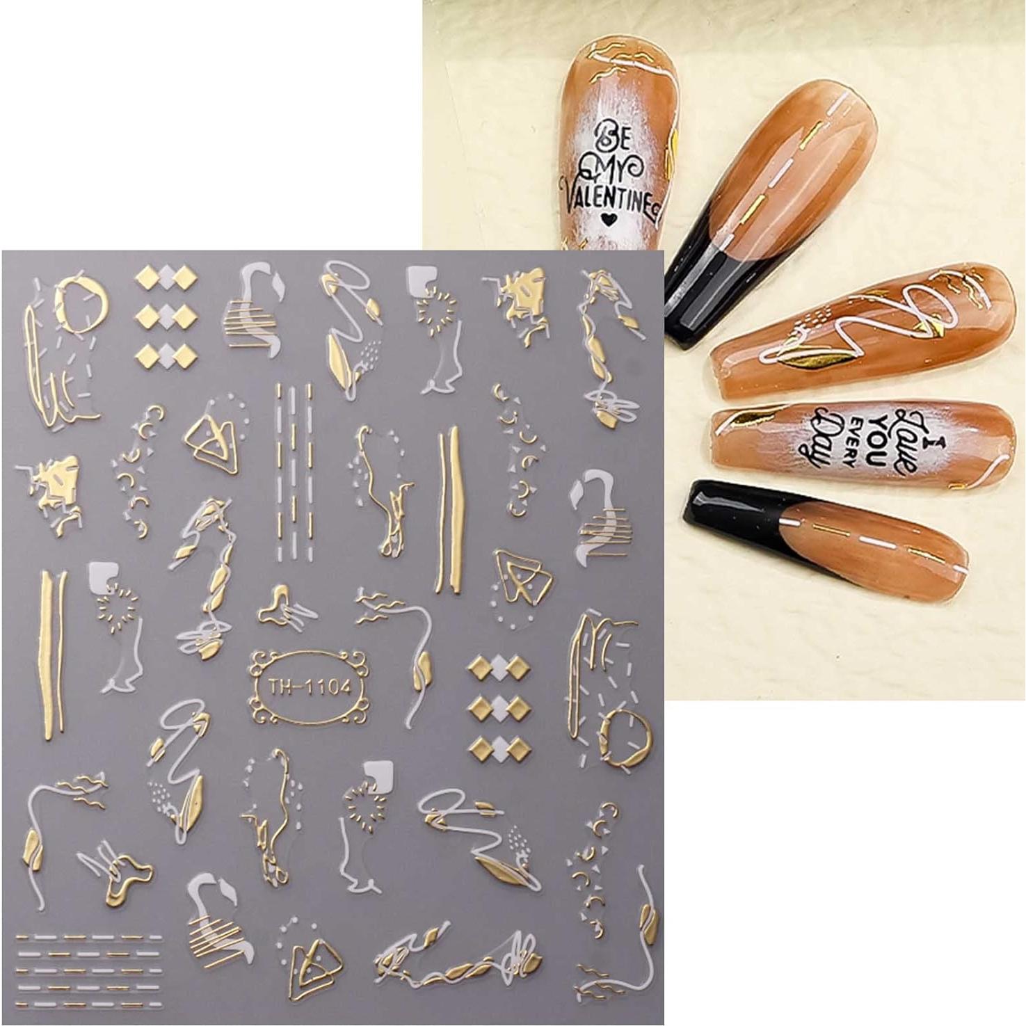 Pegatinas de Uñas Autoadhesivas JMEOWIO 8 Hojas Diseño Mármol