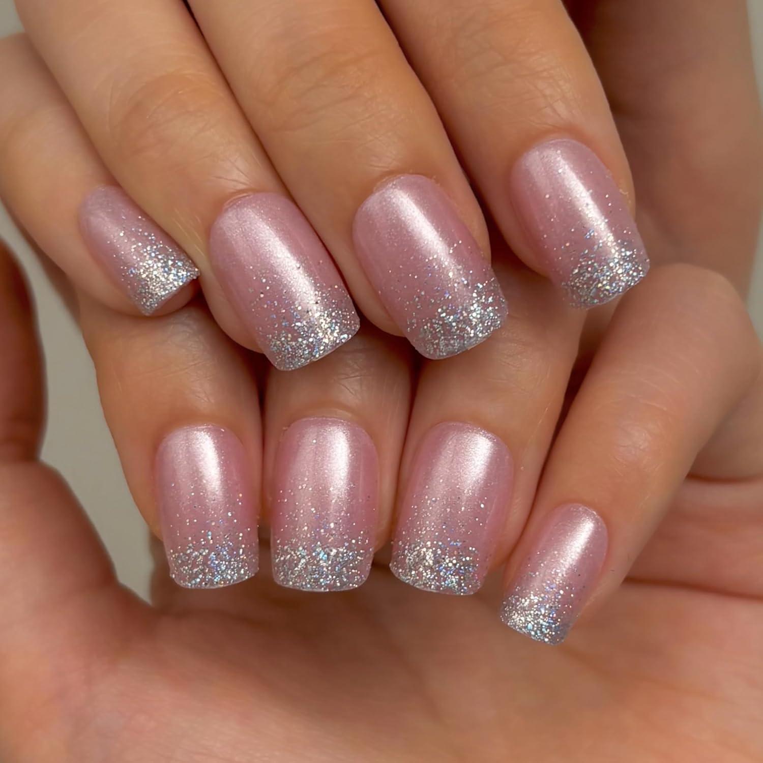 Uñas Postizas Cortas Curvlife Gel Punta Francesa 30 Piezas