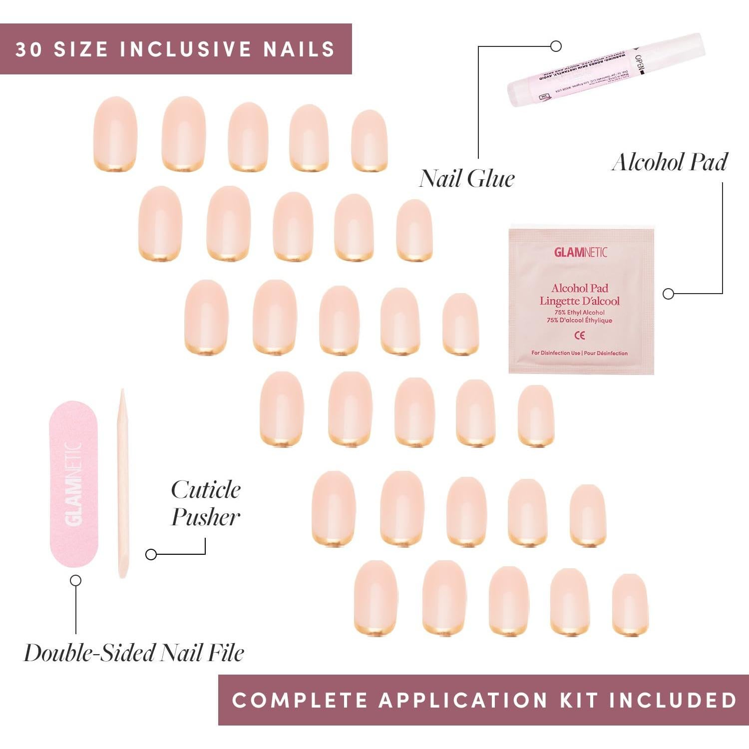 Uñas Postizas Glamnetic Goal Digger - Brillantes y Reutilizables