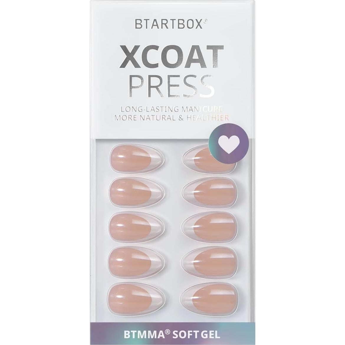 Uñas Postizas Francesas BTArtbox Almendra Blanca Reutilizables