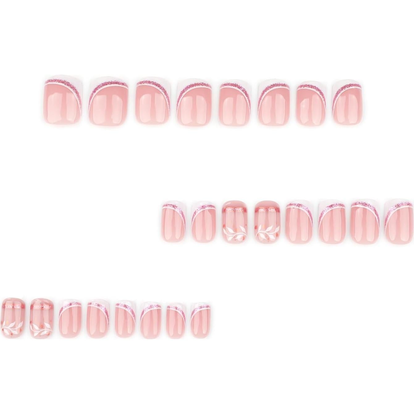 Uñas Postizas Francesas Cortas Stbisen - Nude con Punta Blanca