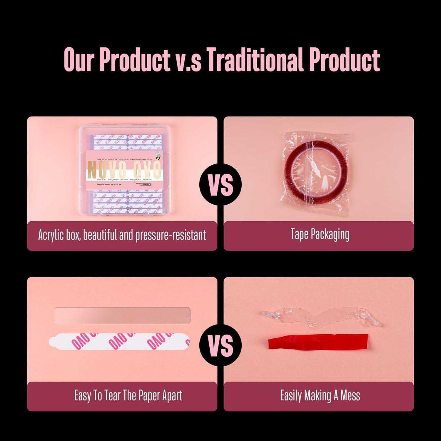 Cinta Adhesiva Doble Cara 360 Piezas NOVO OVO 12 Hojas