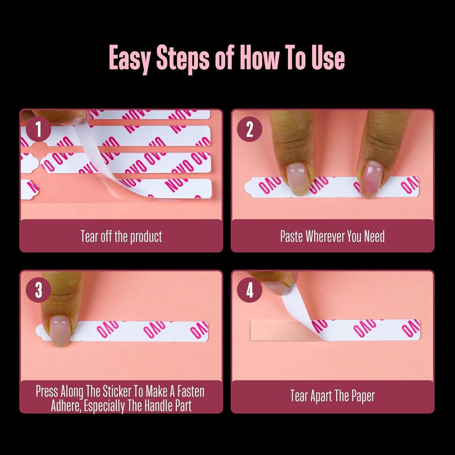 Cinta Adhesiva Doble Cara 360 Piezas NOVO OVO 12 Hojas