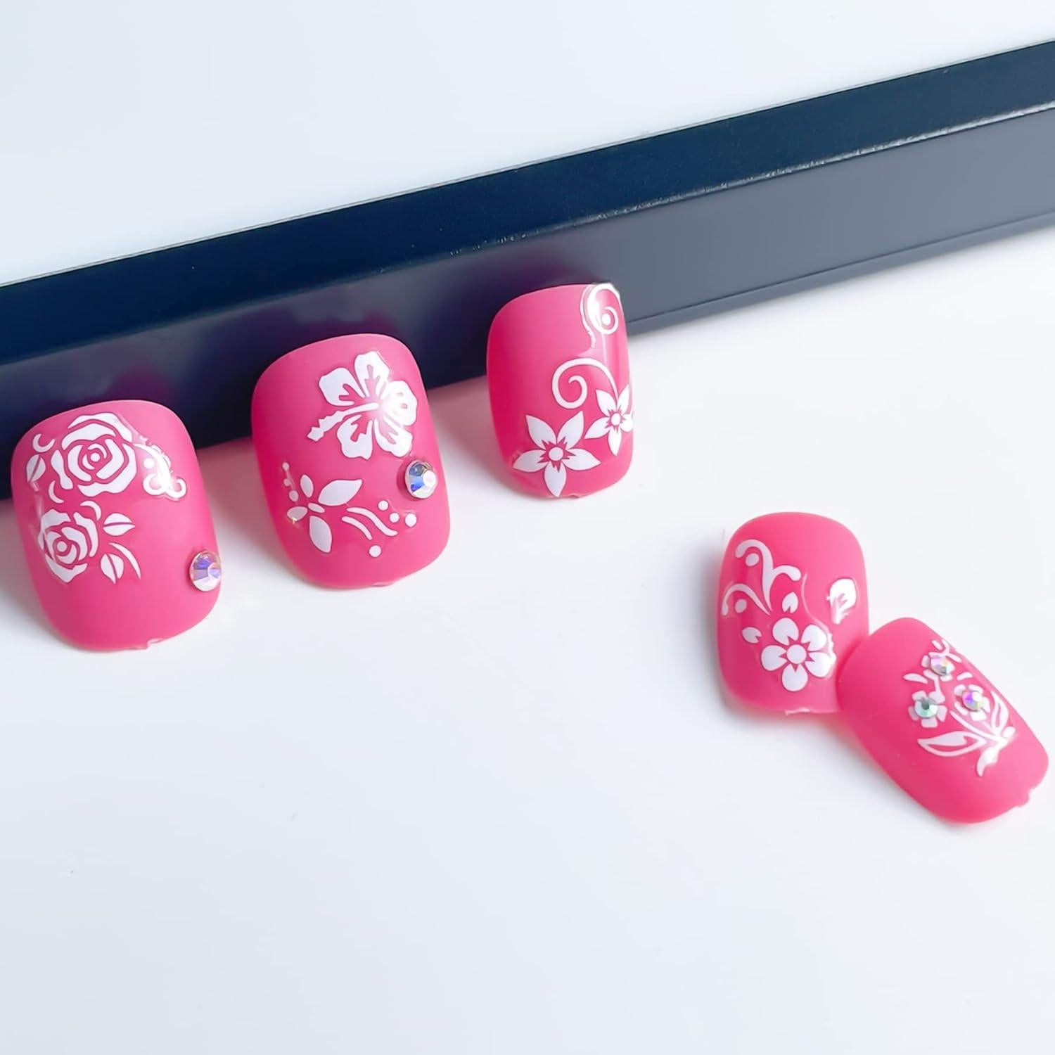 Calcomanías de Uñas IHUKEIT Flores Blancas 6 Diseños