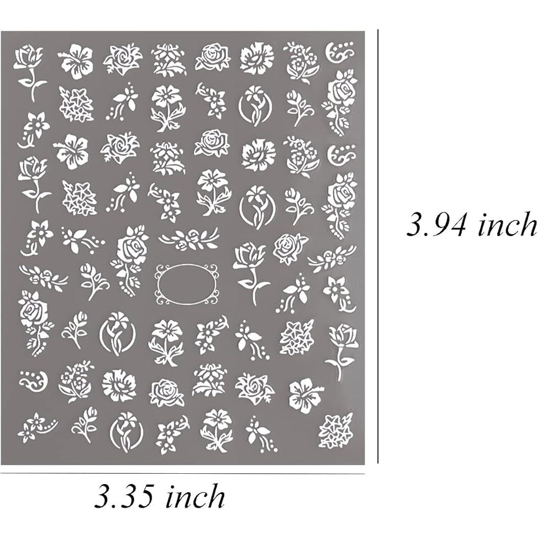 Calcomanías de Uñas IHUKEIT Flores Blancas 6 Diseños