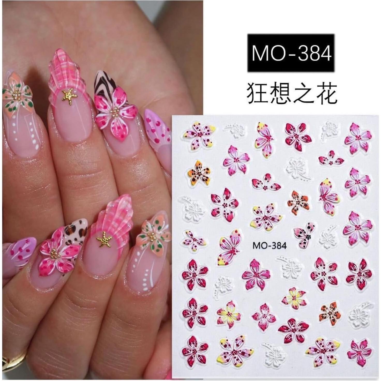 Calcomanías para Uñas MIXFOSAHN 3D Florales 3 Hojas