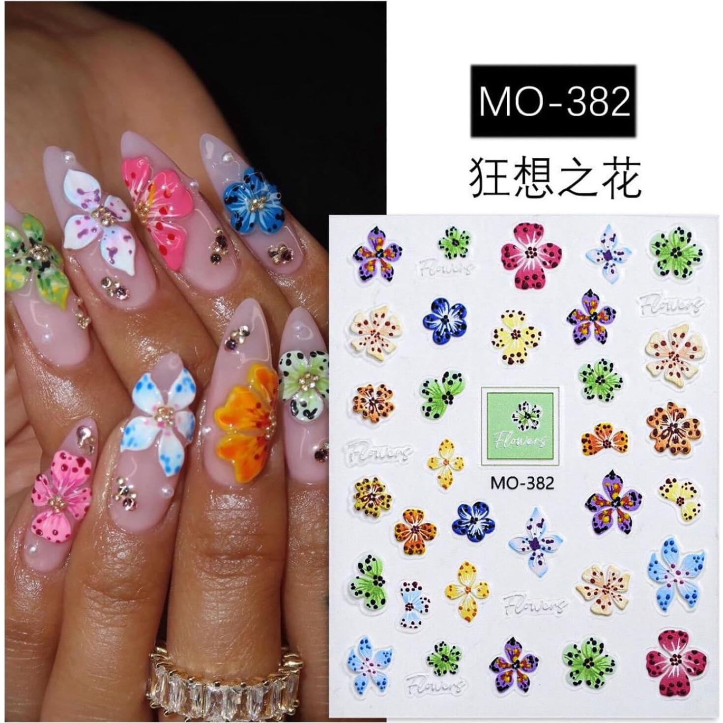Calcomanías para Uñas MIXFOSAHN 3D Florales 3 Hojas