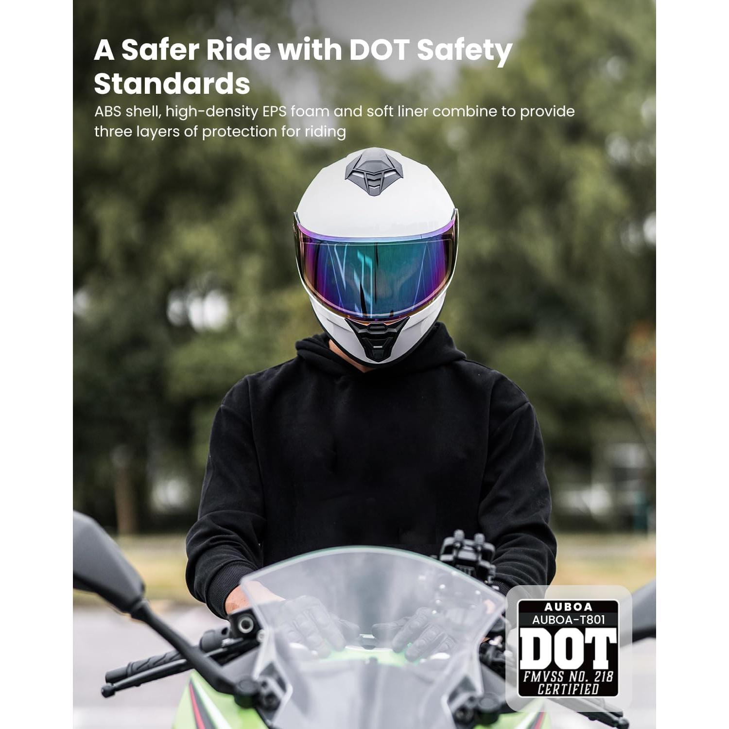 Casco de Motocicleta Auboa AU-T801 Blanco Grande