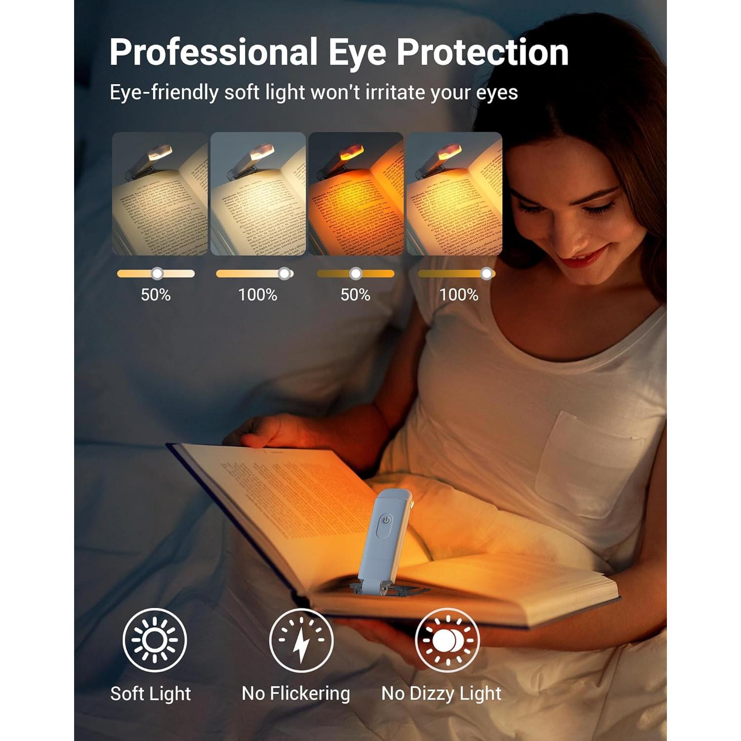 Luz de Lectura DEWENWILS Recargable LED Clip Blanco 4 Brillos