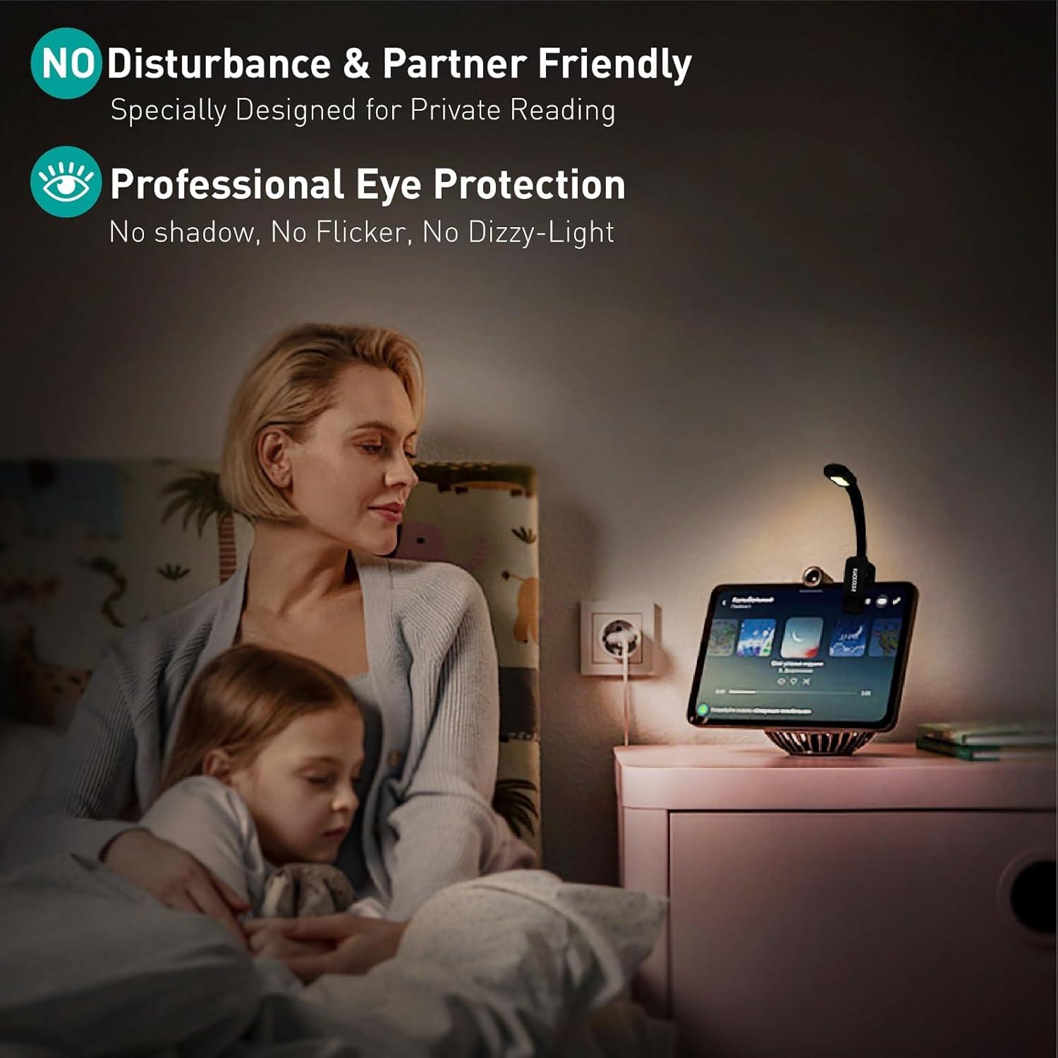 Luz de Libro Recargable RADIXIUM - 9 LEDs, 50H, USB-C, Negro