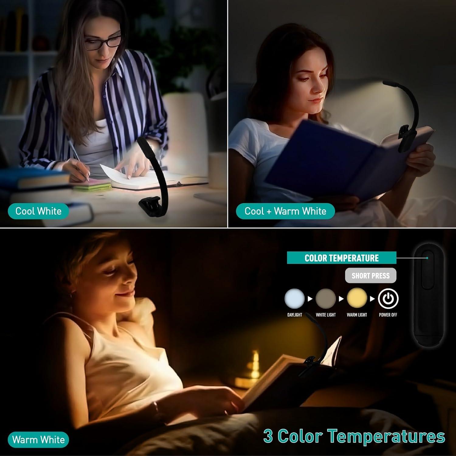 Luz de Libro Recargable RADIXIUM - 9 LEDs, 50H, USB-C, Negro