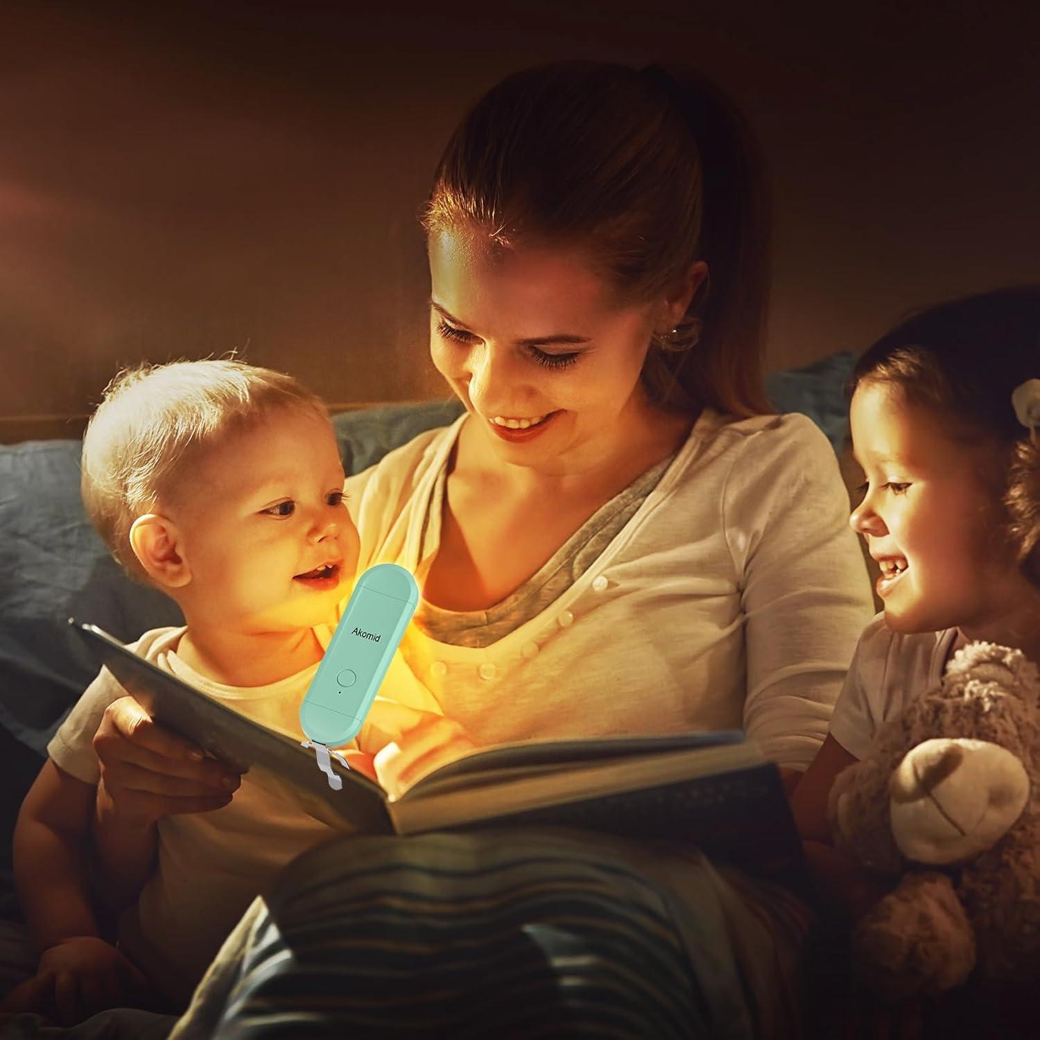 Luz de lectura recargable Akomid con clip, 8 LEDs, turquesa