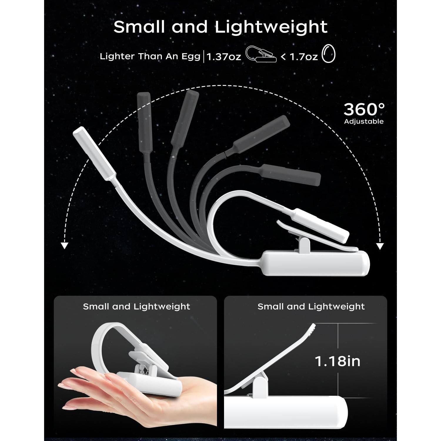 Luz de lectura LED Youzhandeng con clip, 3 colores, portátil