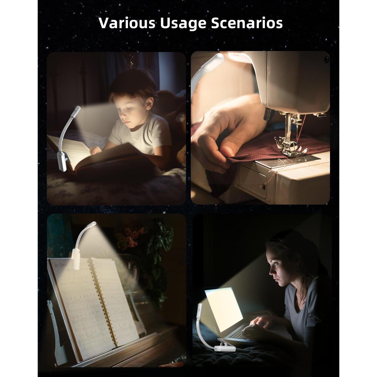 Luz de lectura LED Youzhandeng con clip, 3 colores, portátil