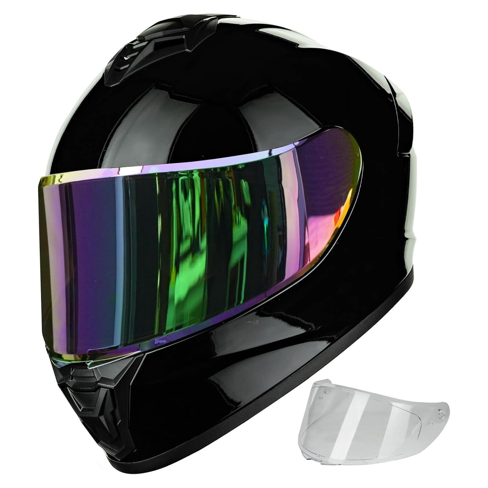 Casco de Motocicleta Auboa AU-T801 Mediano Negro Brillante