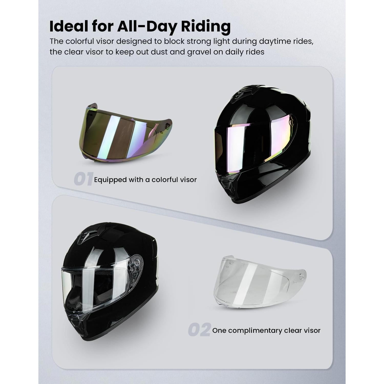 Casco de Motocicleta Auboa AU-T801 Mediano Negro Brillante